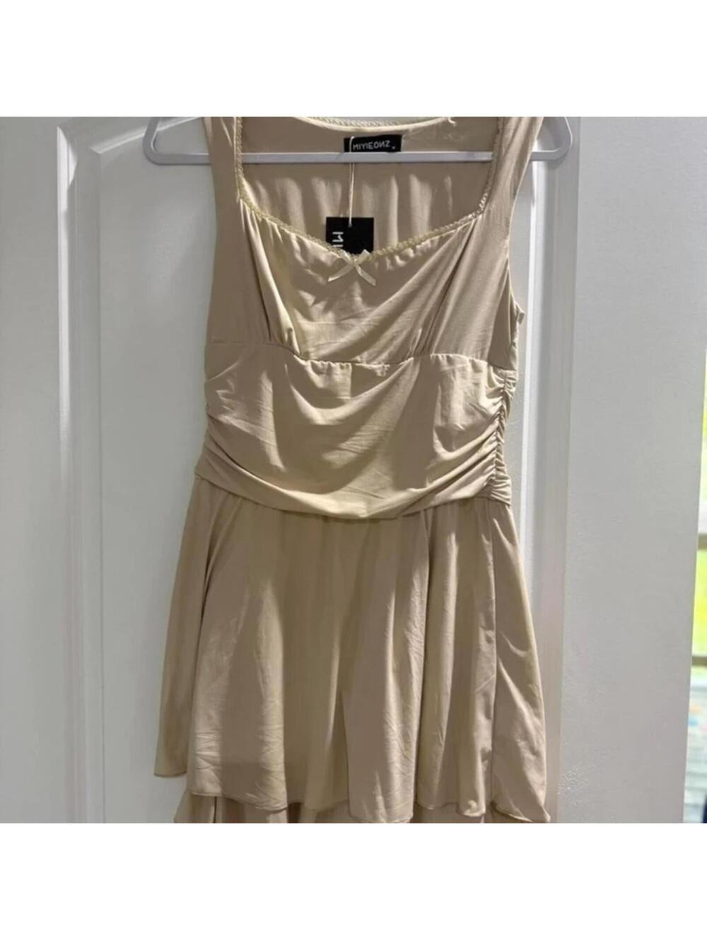 Miyiedunz cream dress with bow detail Size M